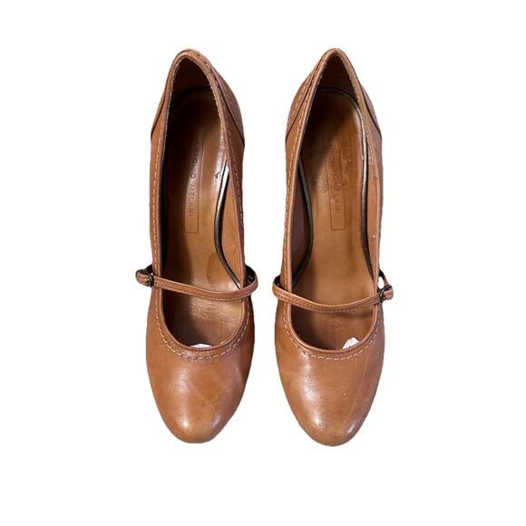 Vintage 90s Antonio Melani Tan Leather Classy Mary Jane Heels Pumps Women’s 8 - Picture 5 of 11